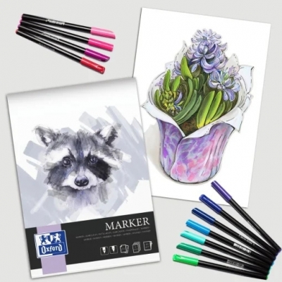 Bloc desen Oxford Marker, A4 15 file, hartie 180g/mp, FSC, colectia Artistic